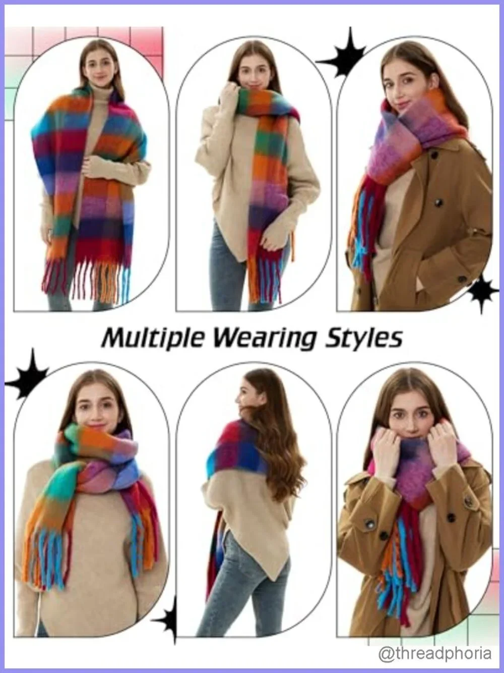 4-Pack Oversized Flannel Plaid Scarf Wrap Shawl Blanket Long Thick Winter Warm